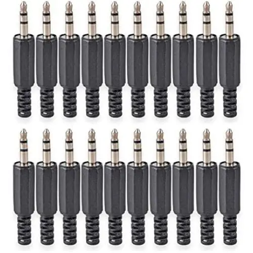 Conwork 1/8'' 3.5mm Stereo Male Connector, 3-Pole Metal Housing Plug Coax Audio Solder Adapter, Repair Headphone 20-Pack Conwork 1/8'' 3.5mm Stereo Male Connector, 3-Pole Metal Housing Plug Coax Audio Solder Adapter, Repair Headphone 20-Pack
