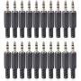 Conwork 1/8'' 3.5mm Stereo Male Connector, 3-Pole Metal Housing Plug Coax Audio Solder Adapter, Repair Headphone 20-Pack