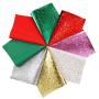 8 Pieces Christmas Shining Faux Leather Sheets Metallic Glitter Leather Fabric Sheets with 120 Pieces Earring Hooks, 120 Pieces Jump Earrings, 6 Pieces Hair Clips for Christmas Theme Earrings and Hair