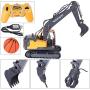 HMANE 3-in-1 RC Excavator Toy, 2.4G Remote Control Construction Truck Full Functional Engineering Excavator Bucket 660° Rotation Rechargeable Battery