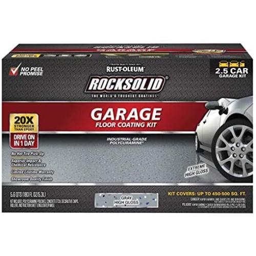 Rust-Oleum 293513 RockSolid Polycuramine Garage Floor Kits, 2.5 Car, Gray