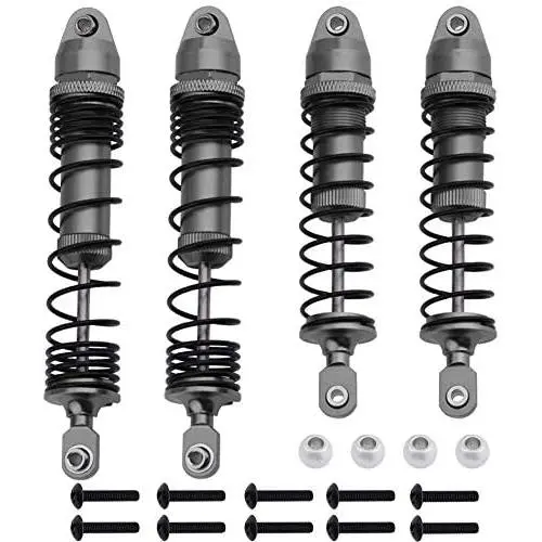 HobbyPark Aluminum Front & Rear Shock Absorber Assembled Full Metal for RC 1/10 Traxxas Slash, Stampede, Rustler, Nitro Slash, Replacement of Parts 5862 3760 3762 (Grey)