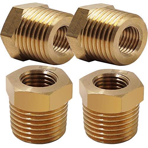 Horiznext air hose coupling brass straight reducing adaptor npt 1/2 x 1/4 inch (pack of 4)