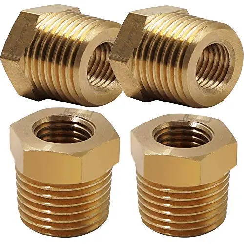 Horiznext air hose coupling brass straight reducing adaptor npt 1/2 x 1/4 inch (pack of 4) Horiznext air hose coupling brass straight reducing adaptor npt 1/2 x 1/4 inch (pack of 4)