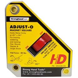 Strong Hand Tools, Heavy Duty, Adjust-O Magnet Square, On/Off Switches, Pull Force: 65 lbs, 4-3/8'' x 3-3/4'' x 1-1/8'', MSA46-HD