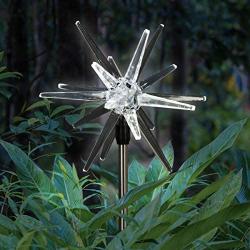 Exhart Solar Star Garden Light Stake – Crystal Star Metal Garden Stake w/Solar Panel, Acrylic Outdoor Crystal Décor, Garden Décor, Crystal Star Stake – Led Accent Lights for Yard/Garden/Patio 6 x 6 x