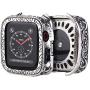 Konafei Compatible with Apple Watch 38mm 42mm Case for Series 3 2 1, Vintage Carving Bumper Metal Silm Hard Protective Cover for iWatch Series 3 2 1 (38 MM)