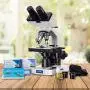 OMAX 40X-2000X LED Binocular Compound Lab Microscope w/ Double Layer Mechanical Stage + Blank Slides, Cover Slips, & Lens Cleaning Paper, M82ES-SC100-LP100
