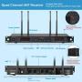 Wireless Microphone System, Phenyx Pro Quad Channel Cordless Mic Set with Four Bodypacks and Beige Headsets/Lapels, 4x40 Channels, Auto Scan,328ft Coverage, Ideal for DJ, Church,Events(PTU-7000B)