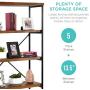 Best Choice Products 5-Tier Rustic Industrial Bookshelf Display Décor Accent for Living Room, Bedroom, Office w/Metal Frame, Wood Shelves - Brown