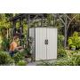 Keter Premier Tall Resin Outdoor Storage Shed with Shelving Brackets for Patio Furniture, Pool Accessories, and Bikes, Grey & Black