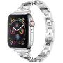 Yolovie Stainless Steel Band Compatible for Apple Watch Bands 42mm 44mm Women Rhinestone Bling Wristband Metal Bracelet Sport Strap with Removal Links for iWatch Series 5 4 3 2 1 - Silver