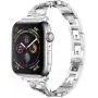 Yolovie Stainless Steel Band Compatible for Apple Watch Bands 42mm 44mm Women Rhinestone Bling Wristband Metal Bracelet Sport Strap with Removal Links for iWatch Series 5 4 3 2 1 - Silver