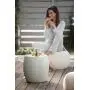 Keter Urban Knit Pouf Ottoman Set of 2 with Storage Table for Patio and Room Décor-Perfect for Balcony, Deck, and Outdoor Seating, Grey & White
