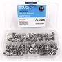 Seloky 75 Sets Silvery Chicago Screws Assorted Kit 1/4 3/8 1/2 Inches Screw Posts Metal Accessories Nail Rivet Chicago Button for DIY Leather Decoration Bookbinding Round Flat Head Stud Screw