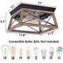 Eyassi Wooden Flush Mount Ceiling Light, 2-Lights Black Metal Farmhouse Close to Ceiling lamp Wood Industrial Lighting Fixtures for Living Room Kitchen Island Bedroom Hallway Entryway Closet Laundry