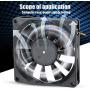 PC Cooling Fan,12V 0.3A 8cm Heat Sink Fan,Silent Vibration Reduction,Strong Heat Dissipation, Compatible with Various PC Case, Suitable for Computer case and Power Cooling