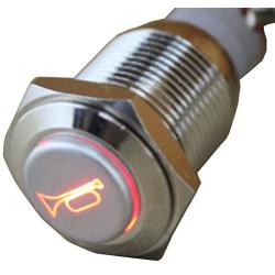 ESUPPORT 12V Car Red LED Momentary Speaker Push Button Metal Switch