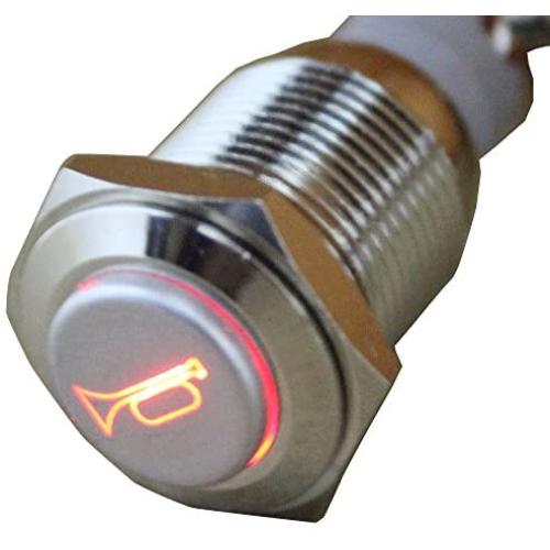 ESUPPORT 12V Car Red LED Momentary Speaker Push Button Metal Switch
