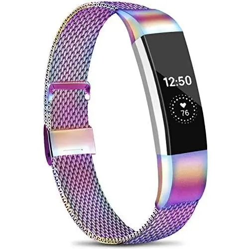 Meliya Metal Loop Bands Compatible with Fitbit Alta/Fitbit Alta HR, Stainless Steel Mesh Megnet Lock Replacement Wristbands for Women Men