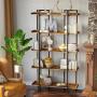 Rolanstar Bookshelf Bookcase, 5-Tier 6 Foot Etagere Bookshelf, Metal and Wood Industrial Bookshelf, Free Standing Open Storage Display Shelves Organizer