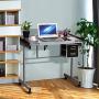 YAHEETECH Drawing Table Drafting Desk Art Desk Artist Table Craft Station Study Table Tempered Glass Top w/2 Slide Rolling Wheels and Drawers for Home Office Use