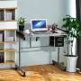 YAHEETECH Drawing Table Drafting Desk Art Desk Artist Table Craft Station Study Table Tempered Glass Top w/2 Slide Rolling Wheels and Drawers for Home Office Use YAHEETECH Drawing Table Drafting Desk Art Desk Artist Table Craft Station Study Table Tempered Glass Top w/2 Slide Rolling Wheels and Drawers for Home Office Use