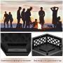Bonnlo 24-Inch Outdoor Fire Pit with Mesh Screen and Poker Hex Shaped Metal Wood Burning Bonfire Pit for Outdoor Camping Patio Backyard Garden - 8”Deep Bowl
