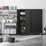 SONGMICS Steel Storage Cabinet, Office Cabinet with Storage Shelves and Double Doors, for Garage and Utility Room, Home Office, Black UOMC015B01 SONGMICS Steel Storage Cabinet, Office Cabinet with Storage Shelves and Double Doors, for Garage and Utility Room, Home Office, Black UOMC015B01