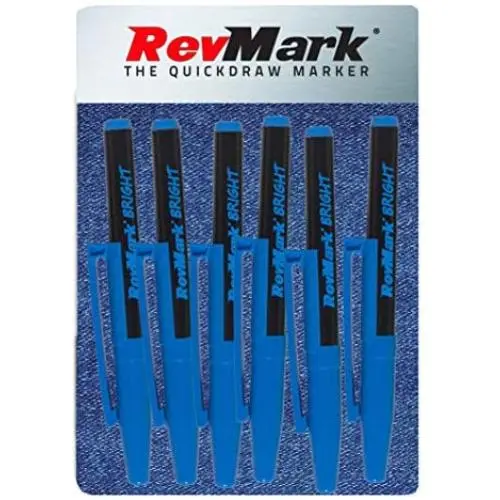 RevMark Bright Series Industrial Marker - 6 Pack - Made in USA - Replaces paint marker for metal, pipe, pvc - LIGHT BLUE