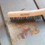 Wire Brush,Stainless Steel Wire Scratch Brush for Cleaning Rust with 14'' Long Curved Beechwood Handle,Large