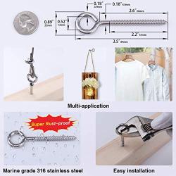 Muzata 316 Stainless Steel Eye Shape Screws, Heavy Duty Screw Eyes for Metal Hook, Wood Terminal Ring Eyelet Hooks, Hammock Stand, Self Tapping Screws, 3.5 Inches M6 Eye Bolt 10 Pack, CR18