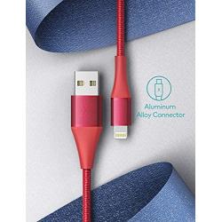 Xcentz Lightning Cable 3ft, MFi Certified iPhone Charger, Braided Nylon Fast Charging iPhone Cable with Premium Metal Connector for iPhone 11/11 Pro/X/XS/XR/XS Max/8, iPad Mini/Air, Red