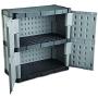 Rubbermaid Storage Small Cabinet with Doors, Lockable Storage Cabinet, 18''D x 36''W x 37''H, Grey/Black