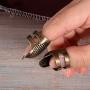 6 Pieces Sewing Thimble Finger Protector Fingertip Thimble Adjustable Finger Metal Shield Protector for Sewing Embroidery Needlework Retro Hand Working