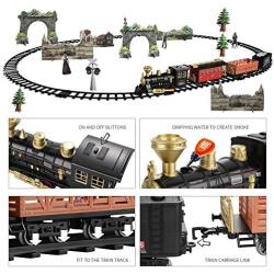 Baby Home Children Metal Alloy Train Set, with Steam Locomotive Engine,Freight Car,Track,&Smoke, Lights & Sounds,Suitable for Children Aged 3 Above