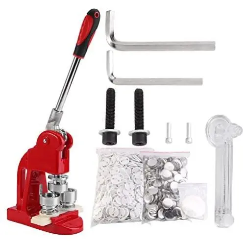 Button Maker Machine 1 1/4 Inch 32mm Button Badge Maker Punch Press Machine Pins Punch Press Machine with 1000 Pcs Free Button Parts and Circle Cutter