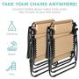Best Choice Products Set of 2 Adjustable Steel Mesh Zero Gravity Lounge Chair Recliners w/Pillows and Cup Holder Trays, Beige