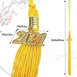 6 Pieces Graduation Tassels with 2021 Year Charm Accessories Academic Graduation Tassel with 2021 Gold Date Pendants Single Color Graduation Cap Tassels for Graduation Parties (Gold)