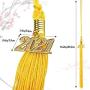 6 Pieces Graduation Tassels with 2021 Year Charm Accessories Academic Graduation Tassel with 2021 Gold Date Pendants Single Color Graduation Cap Tassels for Graduation Parties (Gold)