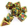 2021 Dungeons and Dragons Role Playing Metal Dice, Polyhedral Dragon Pattern D D Games Metal Dice D&D Darkness Storage Starter Bulk Metal Dice Set (Multicolored)