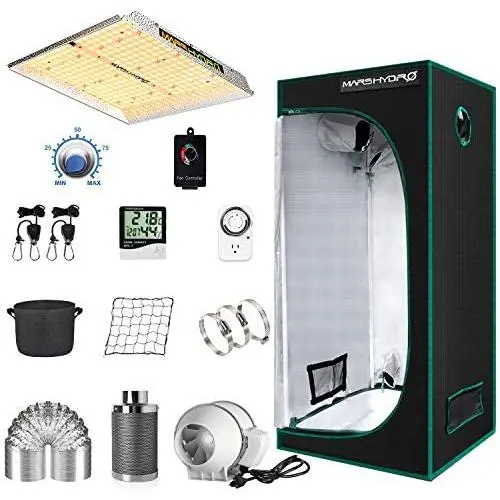 MARS HYDRO Grow Tent Kit Complete 2.3x2.3ft TS1000W LED Grow Light Dimmable Full Specturm Indoor Grow Tent Complete System, 27''x27''x63'' Hydroponics Grow Tent Kit 1680D with 4” Ventilation Kit MARS HYDRO Grow Tent Kit Complete 2.3x2.3ft TS1000W LED Grow Light Dimmable Full Specturm Indoor Grow Tent Complete System, 27''x27''x63'' Hydroponics Grow Tent Kit 1680D with 4” Ventilation Kit