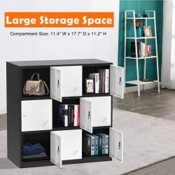 Bonnlo Metal Locker Storage Cabinet Office Lockers for Employees Kids Break Room Dormitory Steel Organizer with 9 Doors & Keys