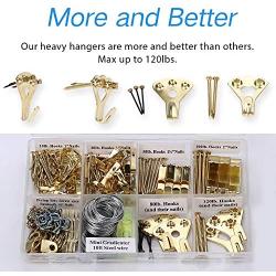 Picture Hangers, Quality Picture Hanging Kit, 225pcs Heavy Duty Frame Hooks Hardware with Nails, Hanging Wire, Screw Eyes, D Ring and Sawtooth for Wall Mounting