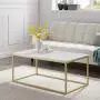 Walker Edison Modern Marble and Metal Frame Open Rectangle Coffee Accent Living Room Ottoman Table, 42 Inch, Marble & Gold Walker Edison Modern Marble and Metal Frame Open Rectangle Coffee Accent Living Room Ottoman Table, 42 Inch, Marble & Gold