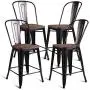 COSTWAY Tolix Style Dining Stools with Wood Seat and Backrest, Industrial Metal Counter Height Stool, Modern Kitchen Dining Bar Chairs Rustic, Copper COSTWAY Tolix Style Dining Stools with Wood Seat and Backrest, Industrial Metal Counter Height Stool, Modern Kitchen Dining Bar Chairs Rustic, Copper
