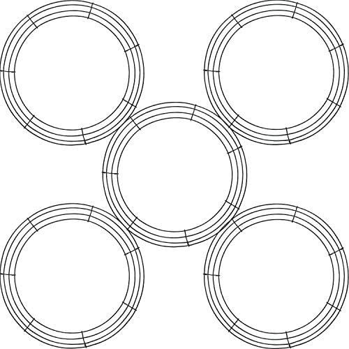 KBHOME 5 Pieces Metal Wire Wreath Frame Black Ring for Christmas Decoration Door Craft