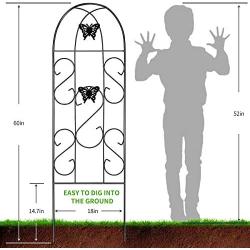 Amagabeli 2 Pack Garden Trellis 60'' x 18'' Rustproof Black Iron Butterfly Potted Vegetables Flowers Patio Metal Lattices Grid Panels for Ivy Roses Cucumbers Clematis Supports