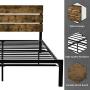 Einfach Rustic Platform Metal Bed Frame with Wooden Headboard and Footboard/Mattress Foundation with Strong Slat Support/No Box Spring Needed/Easy Assembly,Full
