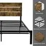Einfach Rustic Platform Metal Bed Frame with Wooden Headboard and Footboard/Mattress Foundation with Strong Slat Support/No Box Spring Needed/Easy Assembly,Full Einfach Rustic Platform Metal Bed Frame with Wooden Headboard and Footboard/Mattress Foundation with Strong Slat Support/No Box Spring Needed/Easy Assembly,Full